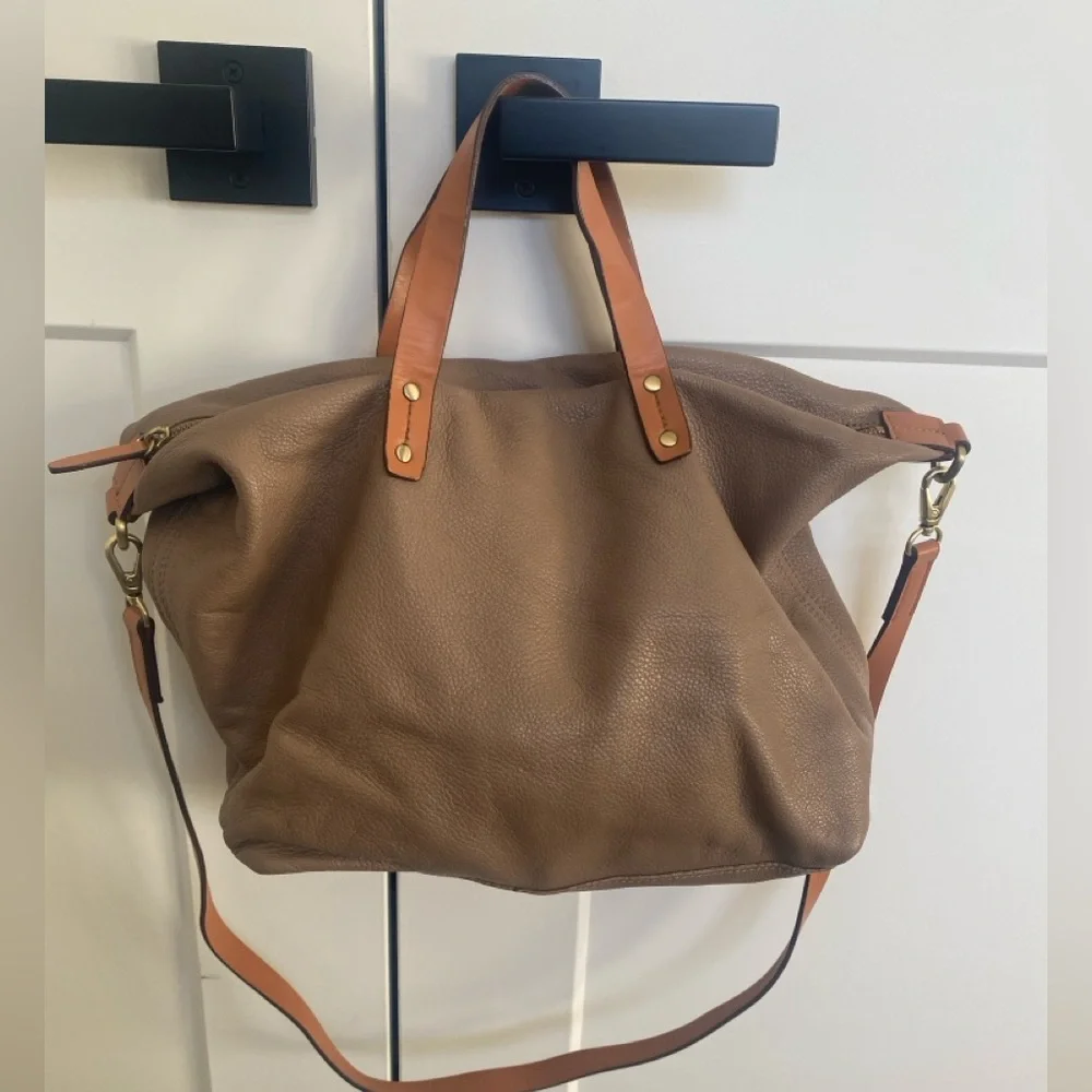 GAP Tan Pebble Leather Double Strap Hobo Bag